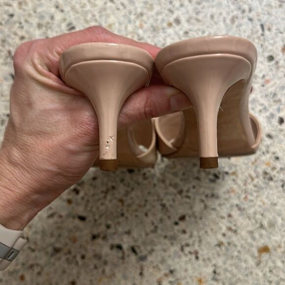 Kate Spade Savvi nude patent leather slide kitten heel sandal 8 - Picture 8 of 9